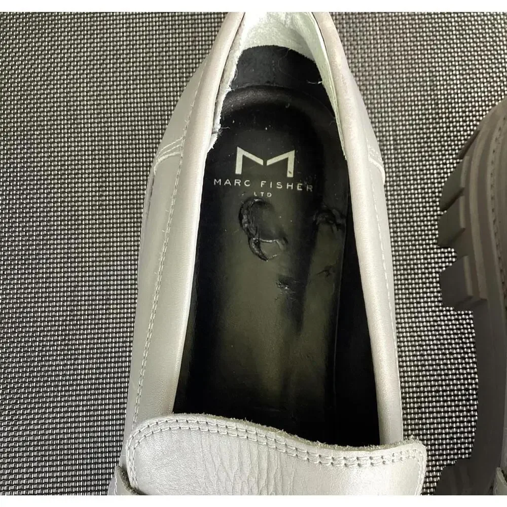 Marc Fisher LTD Morris Loafers 9M‎ • Gray Leather Chunky Sole Slip-On Shoes